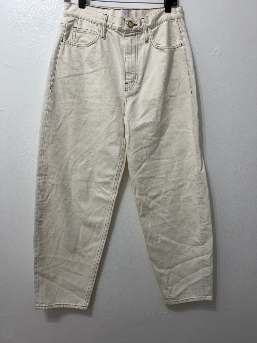 Cream High-Waist Straight Leg Jeans